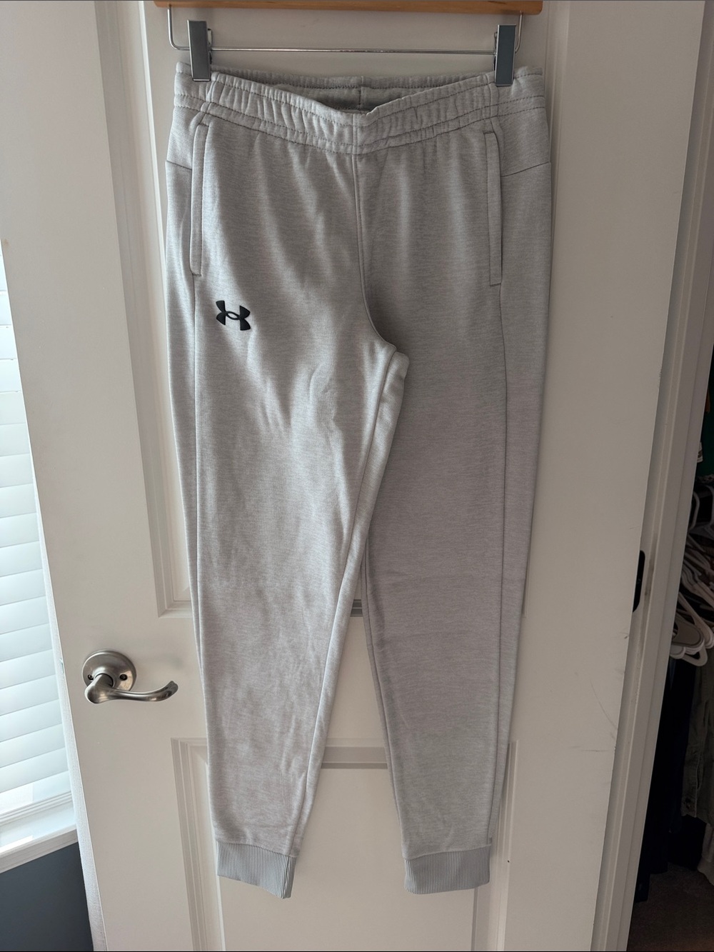 Under Armour Kids Light Heather Gray Joggers with Black Logo